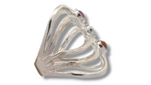Load image into Gallery viewer, Sterling Silver 3 Stone Ring: Peridot, Citrine, and Pink Tourmaline
