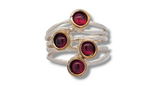 Load image into Gallery viewer, Sterling Silver Four Garnet Stacked Look Ring