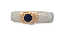 Load image into Gallery viewer, Sterling Silver and 14k Hammered Band with Blue Sapphire