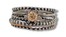 Load image into Gallery viewer, Sterling Silver and Gold Filled Layered Ring with Champagne Crystal