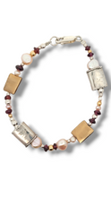 Load image into Gallery viewer, Two Tone; Pearl, Garnet Sterling Silver, and Gold Fill Accents