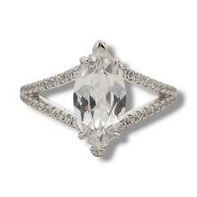 Load image into Gallery viewer, Sterling Silver Marquis Cubic Zirconia Split Shank Ring