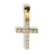 Load image into Gallery viewer, 14K Pave Cross Small
