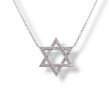 Load image into Gallery viewer, 14k White Gold Star Of David Necklace - 0.30 TCW
