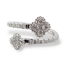 Load image into Gallery viewer, 14k White Gold Self Adjusting Bypass Ring - 0.43 TCW
