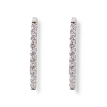 Load image into Gallery viewer, 14k White Gold Pave Hoops - 0.31 TCW