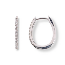 Load image into Gallery viewer, 14k White Gold Pave Hoops - 0.31 TCW