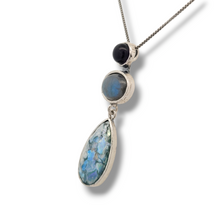 Load image into Gallery viewer, Amethyst Labradorite and Ancient Roman Glass and Sterling Silver Necklace