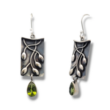 Load image into Gallery viewer, Oxidized Sterling Silver Leaf Pendant with Peridot Earrings