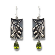 Load image into Gallery viewer, Oxidized Sterling Silver Leaf Pendant with Peridot Earrings