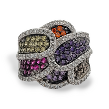 Load image into Gallery viewer, Sterling Silver Multicolor CZ Crystal ring