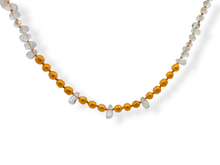 Load image into Gallery viewer, Golden Yellow Pearl Quartz Teardrop Sterling Silver Necklace