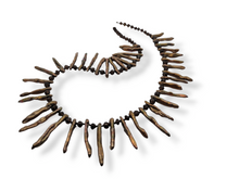 Load image into Gallery viewer, Bronze Stick Pearl Smoky Quartz Fringe Necklace with Sterling Silver Clasp