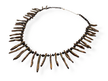 Load image into Gallery viewer, Bronze Stick Pearl Smoky Quartz Fringe Necklace with Sterling Silver Clasp