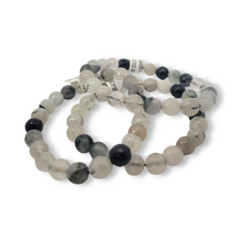 Load image into Gallery viewer, Black Rutilated Tourmaline Faceted Bead Bracelet