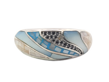 Load image into Gallery viewer, Sterling Blue and White Mosaic Ring