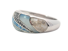Load image into Gallery viewer, Sterling Blue and White Mosaic Ring