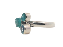 Load image into Gallery viewer, Sterling Asymmetrical Triple Blue Topaz Ring