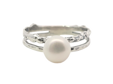 Load image into Gallery viewer, Sterling Stacked White Pearl Charm Ring
