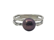 Load image into Gallery viewer, Sterling Stacked Peacock Pearl Charm Ring