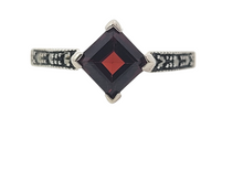Load image into Gallery viewer, Sterling Square Cut Garnet Ring