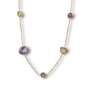 Mixed Gemstone 14k Yellow Gold Necklace