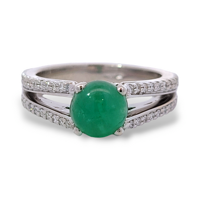 Estate 14K Emerald and Diamond Ring