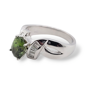 14KW Green Sapphire and Natural Diamond Estate Ring