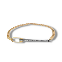 Load image into Gallery viewer, 14KY and Blackened Sterling Natural Diamond Two-Tone Flat Curb Bracelet