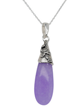 Load image into Gallery viewer, Sterling Silver Lavender Quartz Drop Flower Necklace