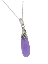 Load image into Gallery viewer, Sterling Silver Lavender Quartz Drop Flower Necklace