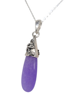 Load image into Gallery viewer, Sterling Silver Lavender Quartz Drop Flower Necklace