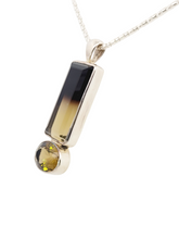 Load image into Gallery viewer, Sterling Silver Large Smokey Topaz and Bi-Color Citrine Necklace