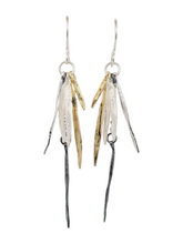 Load image into Gallery viewer, Oxidized sterling silver and gold plated earrings