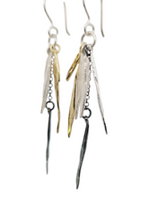 Load image into Gallery viewer, Oxidized sterling silver and gold plated earrings