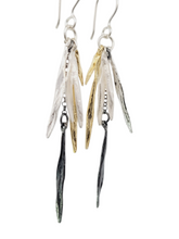 Load image into Gallery viewer, Oxidized sterling silver and gold plated earrings