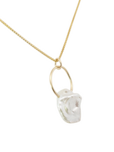 Load image into Gallery viewer, Wild Kashi pearl hanging on gold plated gold filled loop necklace