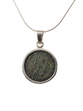 Load image into Gallery viewer, Sterling silver Roman Glass and Roman Coin necklace in two tone