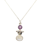 Load image into Gallery viewer, Sterling oval moonstone and round amethyst necklace