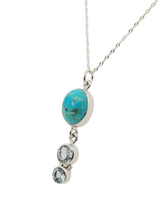 Load image into Gallery viewer, Oval turquoise and blue topaz sterling necklace