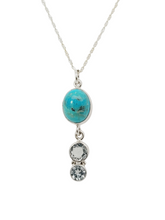 Load image into Gallery viewer, Oval turquoise and blue topaz sterling necklace