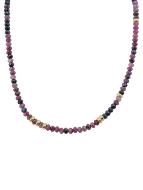 Sterling Silver G/F and Tourmaline Beaded Necklace