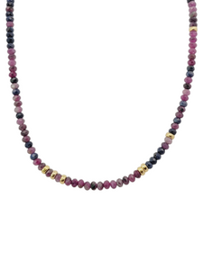 Sterling Silver G/F and Tourmaline Beaded Necklace