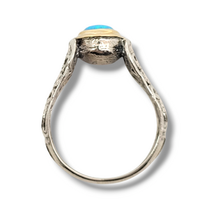 14KY Gold and Sterling Opal Bezel-Set Ring