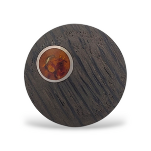 Sterling Silver Amber and Wood Concentric Circles Ring