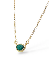 Load image into Gallery viewer, Gold Plated Sterling Oval Emerald Necklace