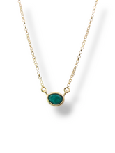 Load image into Gallery viewer, Gold Plated Sterling Oval Emerald Necklace