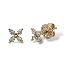 Load image into Gallery viewer, 14k Yellow Gold Flower Studs
