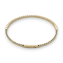 Load image into Gallery viewer, 14k Yellow White Diamond Onyx Flex Honeycomb Bangle 0.42ctw