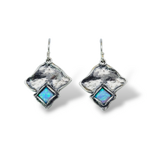 Load image into Gallery viewer, Sterling Organic Diamond with Created Opal Earrings